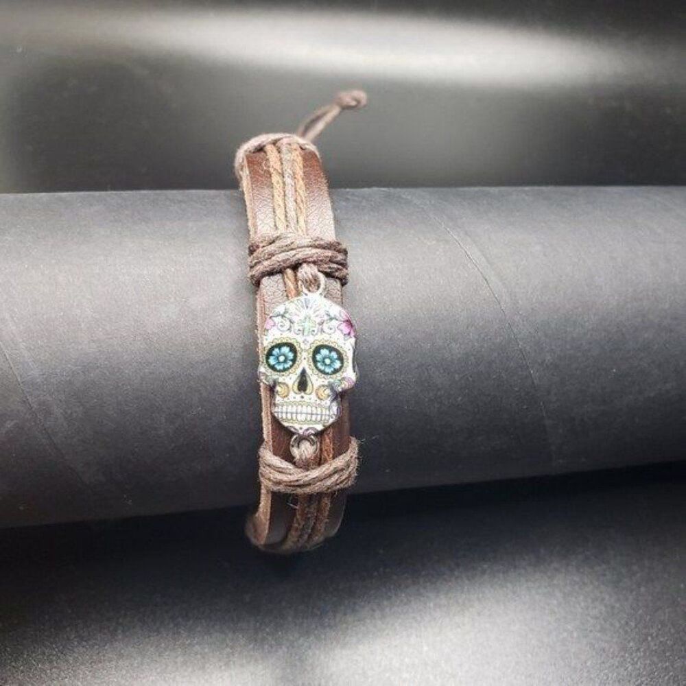 Dia De Los Muertos sugar skull adjustable bracelet